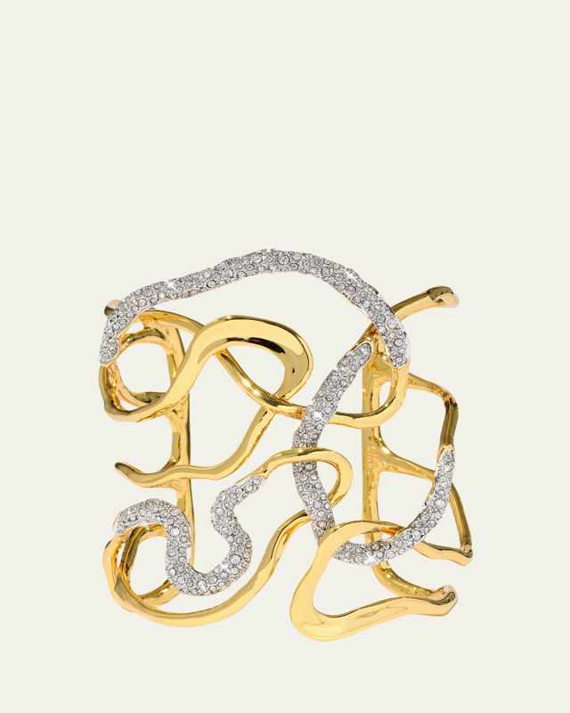 Solanales Gold Crystal Intertwined Cuff Bracelet